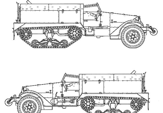 Танк M4 Half Track - чертежи, габариты, рисунки