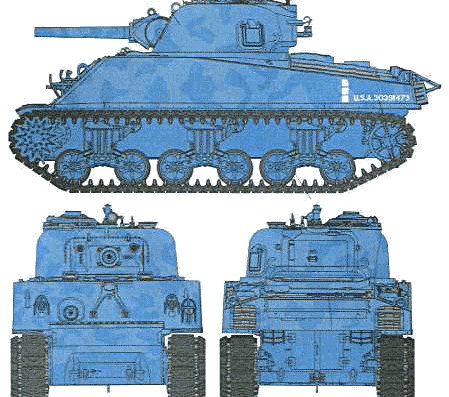 Танк M4 Sherman (105) Howitzer - чертежи, габариты, рисунки