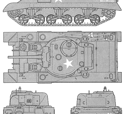 Танк M4 Sherman (1942) - чертежи, габариты, рисунки