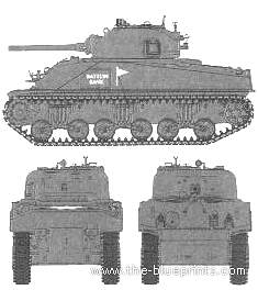 Tank M4 Sherman Composite Hull PTO - drawings, dimensions, figures