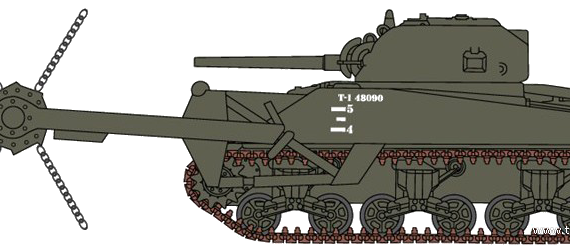 Tank M4 Sherman Crab Tank - drawings, dimensions, pictures
