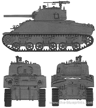 Танк M4 Sherman DV - чертежи, габариты, рисунки