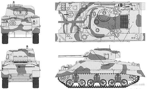 Танк M4 Sherman III VVSS - чертежи, габариты, рисунки