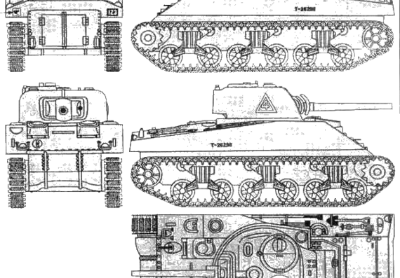 Танк M4 Sherman Mk.I - чертежи, габариты, рисунки