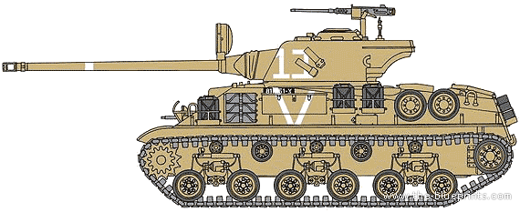 Танк M50 Super Sherman - чертежи, габариты, рисунки