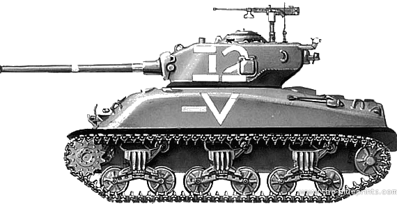 Танк M50 Super Sherman (1961) - чертежи, габариты, рисунки