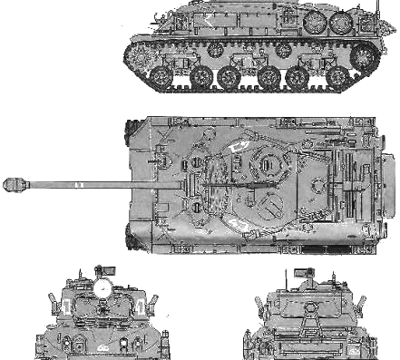 Танк M51 ISherman (1967) - чертежи, габариты, рисунки