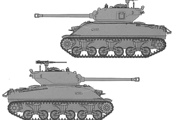 Tank M51 Super Shaman IDF - drawings, dimensions, figures