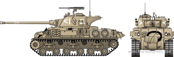 Танк M51 Super Sherman - чертежи, габариты, рисунки