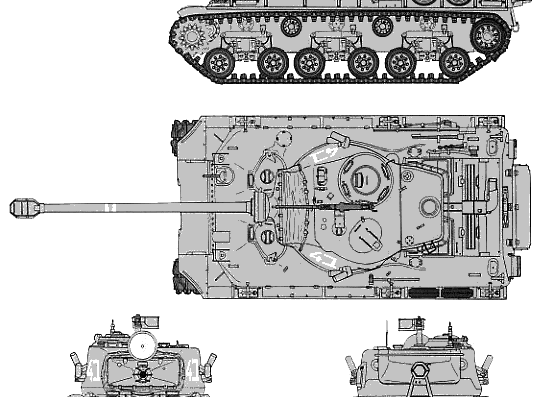 Танк M51 Super Sherman Isherman - IDF (1967) - чертежи, габариты, рисунки