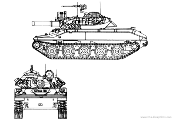 Танк M551 Armored Reconnaissance Vehicle - чертежи, габариты, рисунки