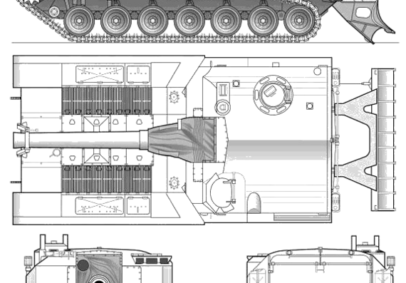 Танк M55 155mm SPG - чертежи, габариты, рисунки