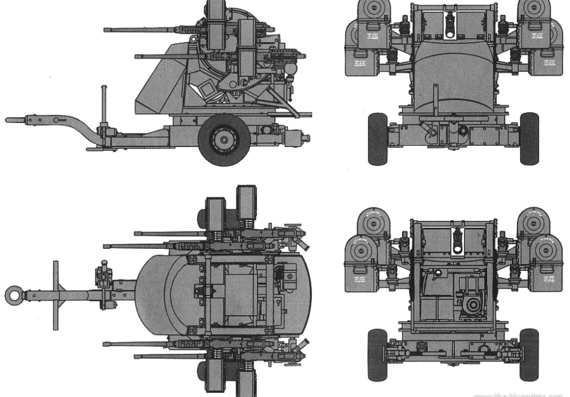 Tank M55 AA Quad Gun Trailer - drawings, dimensions, pictures