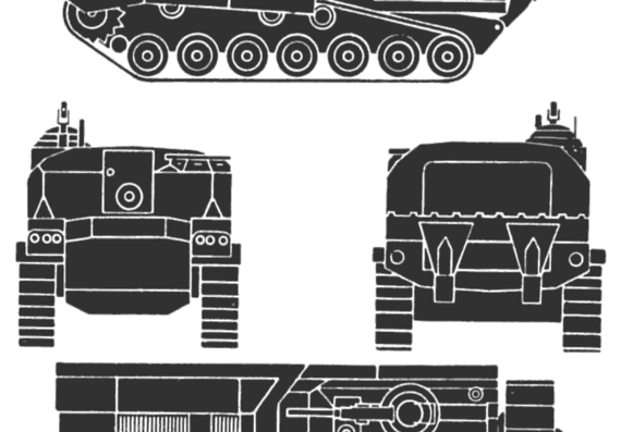Танк M55 Howitser - чертежи, габариты, рисунки