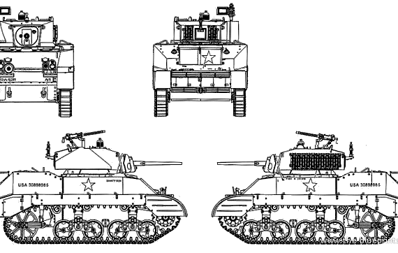 Tank M5A1 Light Tank - drawings, dimensions, figures