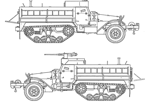 Tank M5A2 Half Track - drawings, dimensions, figures