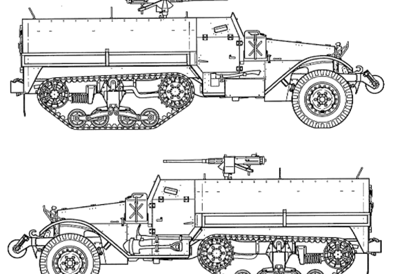 Tank M5 Half Track - drawings, dimensions, figures