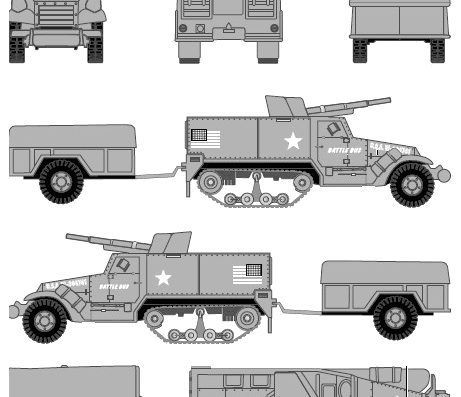 Танк M5 Half Truck - чертежи, габариты, рисунки