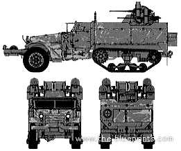 Танк M5 Halftruck + M16 MGC - чертежи, габариты, рисунки