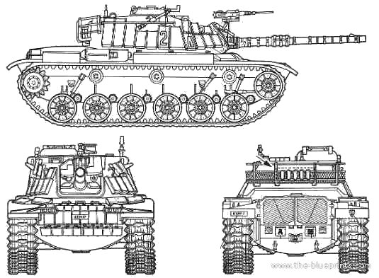 Танк M60A1 Blazer IDF - чертежи, габариты, рисунки