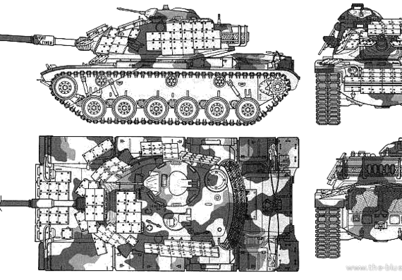 Танк M60A1 Patton - чертежи, габариты, рисунки