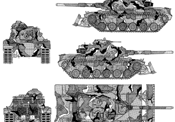 Танк M60A3 Patton - чертежи, габариты, рисунки