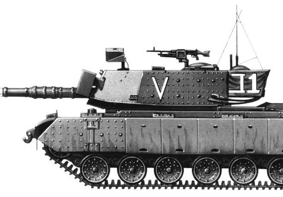 Танк M60 Magach 7C IDF - чертежи, габариты, рисунки