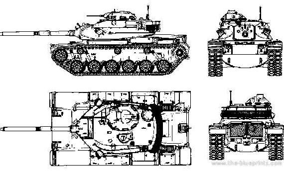 Танк M60 Patton - чертежи, габариты, рисунки