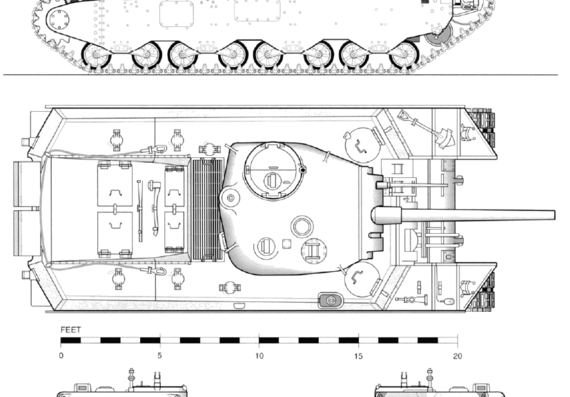 Tank M6A1 Heavy Tank - drawings, dimensions, figures
