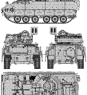 Танк M6A2 Bradley - чертежи, габариты, рисунки