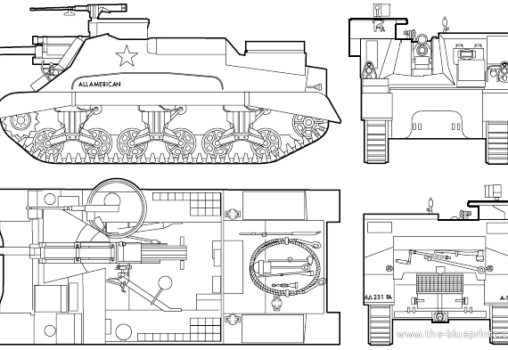 Танк M7 Priest GMC - чертежи, габариты, рисунки