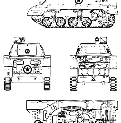 Танк M8 GMC 75mm - чертежи, габариты, рисунки