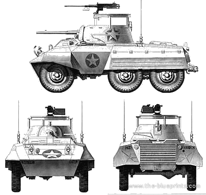Танк M8 Greyhound (1945) - чертежи, габариты, рисунки