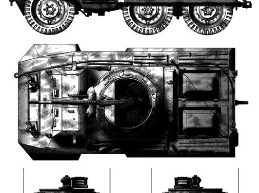 Tank M8 Greyhound Armored Car - drawings, dimensions, pictures