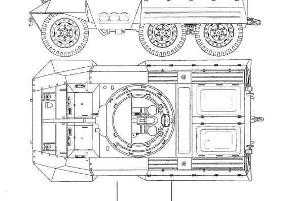 Tank M8 Greyhound Armoured Car - drawings, dimensions, pictures