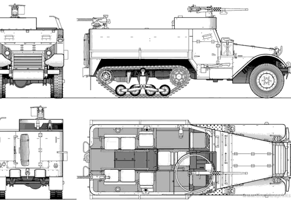 Танк M9A1 Half Truck - чертежи, габариты, рисунки