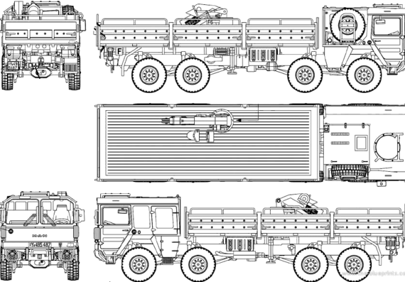 Tank MAN 10t mil gl (8x8) KAT I Weyhausen 1t Crane - drawings, dimensions, figures