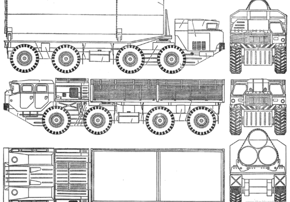 Tank MAZ 7310 Heavy Transporter - drawings, dimensions, figures