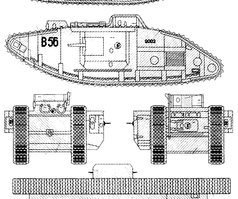 Tank MK V Composite WWI - drawings, dimensions, figures