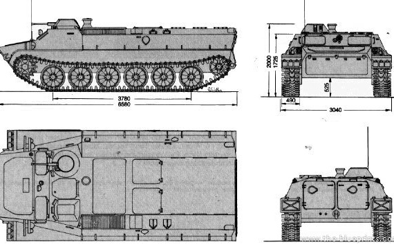 MTLB tank - drawings, dimensions, figures