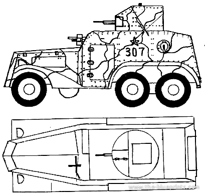 Танк Manchukuo Type 93 Armored Car - чертежи, габариты, рисунки