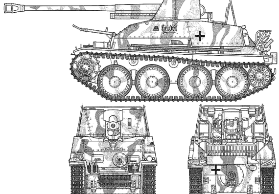 Marder III tank - drawings, dimensions, pictures