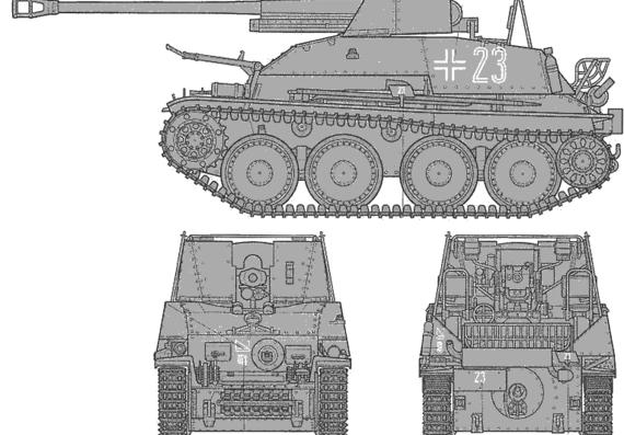 Танк Marder III Tank Destroyer - чертежи, габариты, рисунки