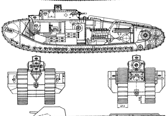Tank Mark III - drawings, dimensions, pictures