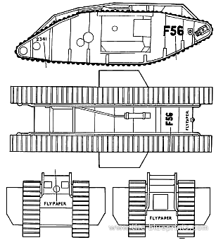 Tank Mark IV Male - drawings, dimensions, pictures