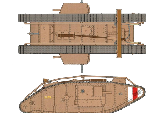 Tank Mark IV Male 1918 - drawings, dimensions, pictures