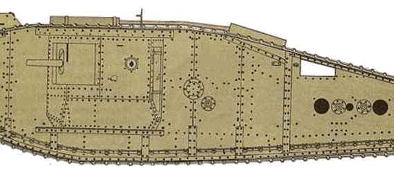 Танк Mark IV Male Tadpole - чертежи, габариты, рисунки