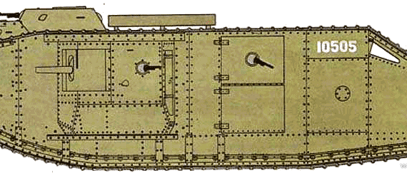 Tank Mark V Male Two Star - drawings, dimensions, pictures