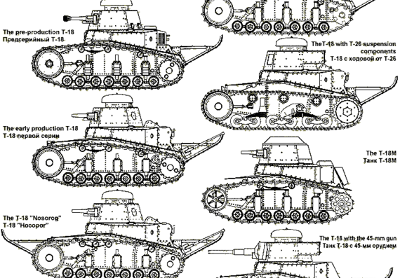 Tank Mashiny na baze T-18 - drawings, dimensions, figures