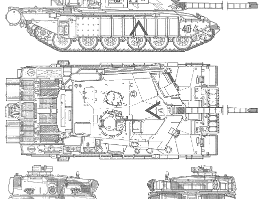Tank Mbt. Challenger 1 Mk. III - drawings, dimensions, figures